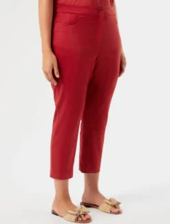 Pantaloni skinny in raso - ROSSO