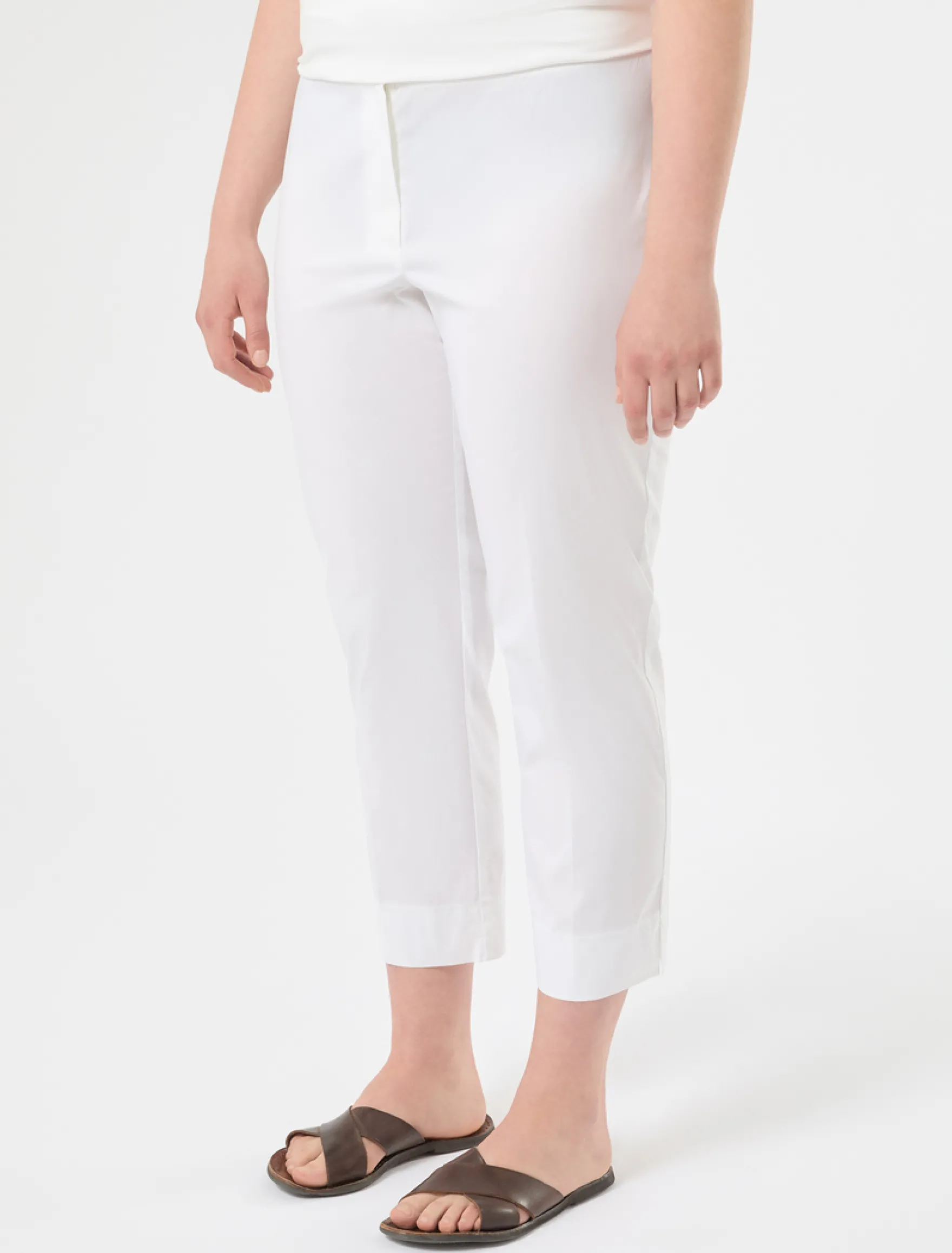 Pantaloni slim fit in cotone e nylon - BIANCO