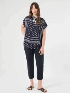 Pantaloni slim fit in cotone e nylon - BLU MARINO