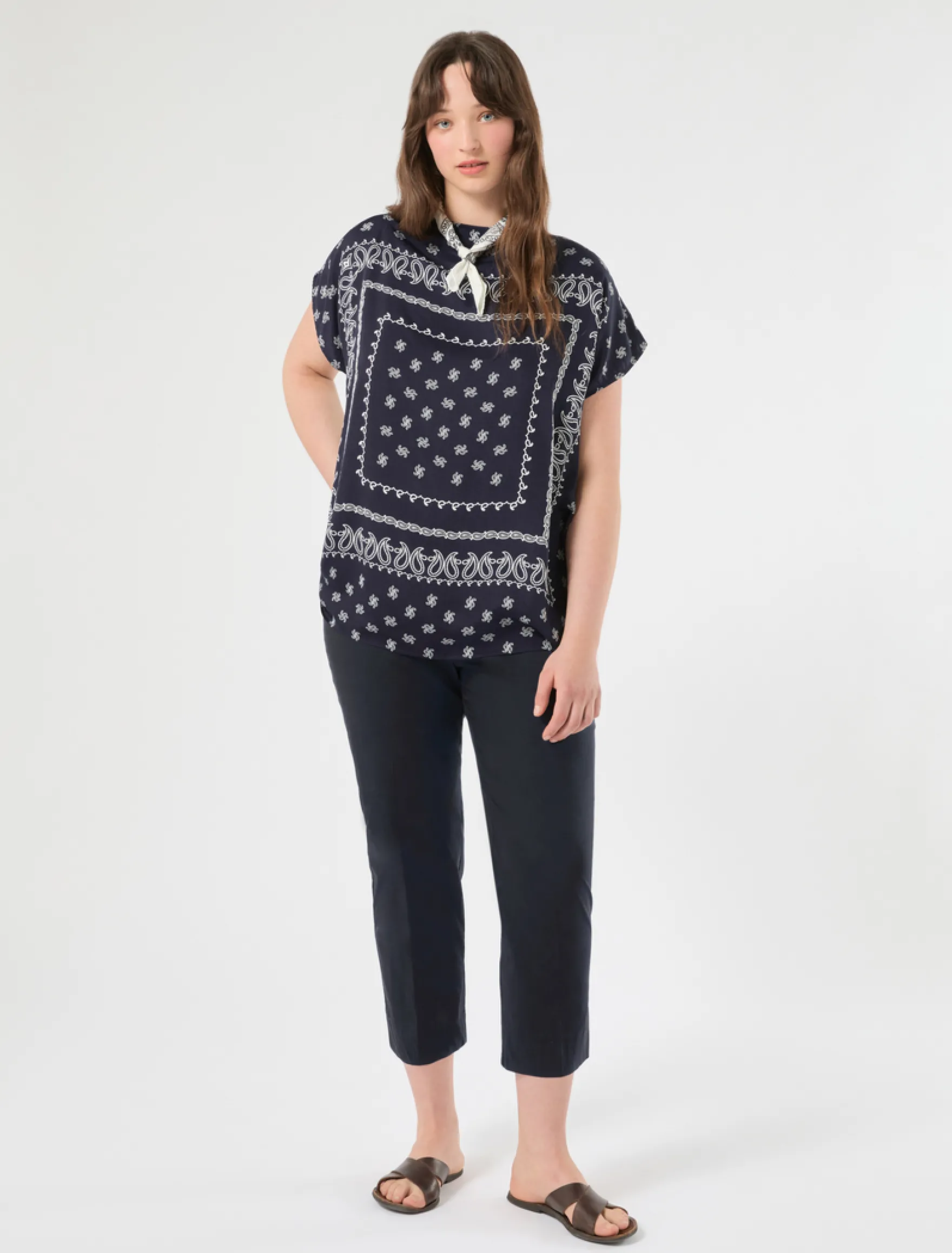 Pantaloni slim fit in cotone e nylon - BLU MARINO