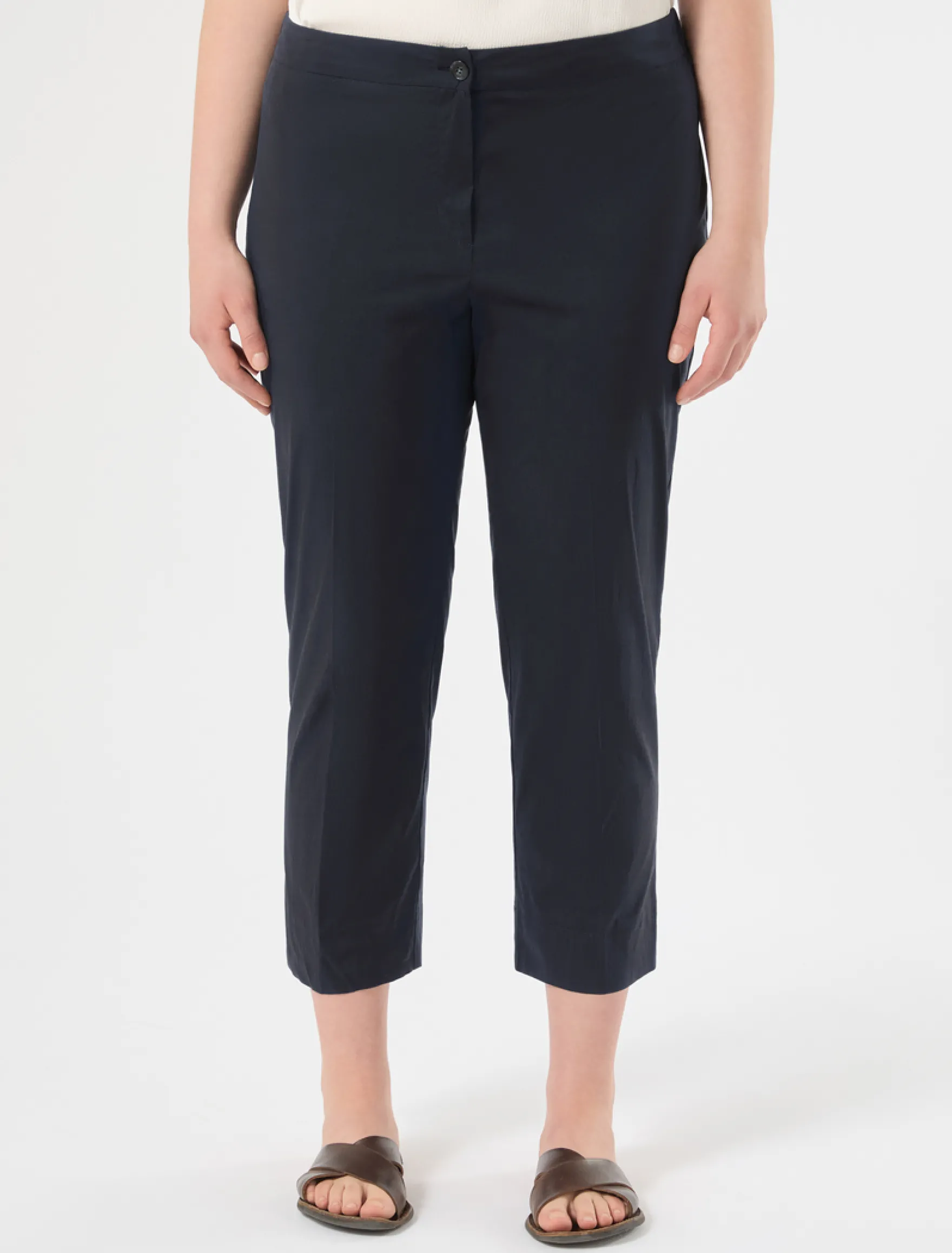 Pantaloni slim fit in cotone e nylon - BLU MARINO
