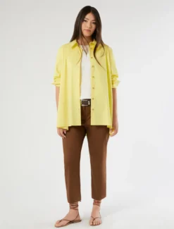 Pantaloni slim fit in cotone e nylon - MARRONE