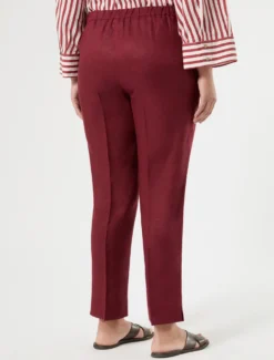Pantaloni slim fit in puro lino - BORDEAUX