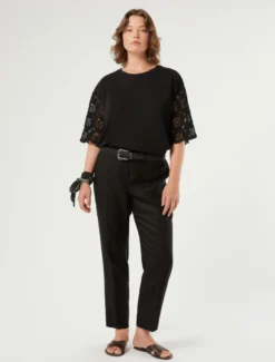 Pantaloni slim fit in puro lino - NERO