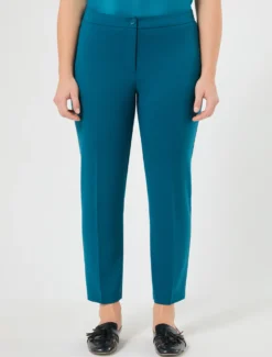 Pantaloni slim in cady stretch - PETROLIO