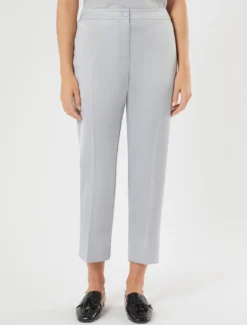 Pantaloni slim in crêpe envers satin - GRIGIO PERLA