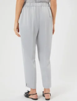 Pantaloni slim in crêpe envers satin - GRIGIO PERLA