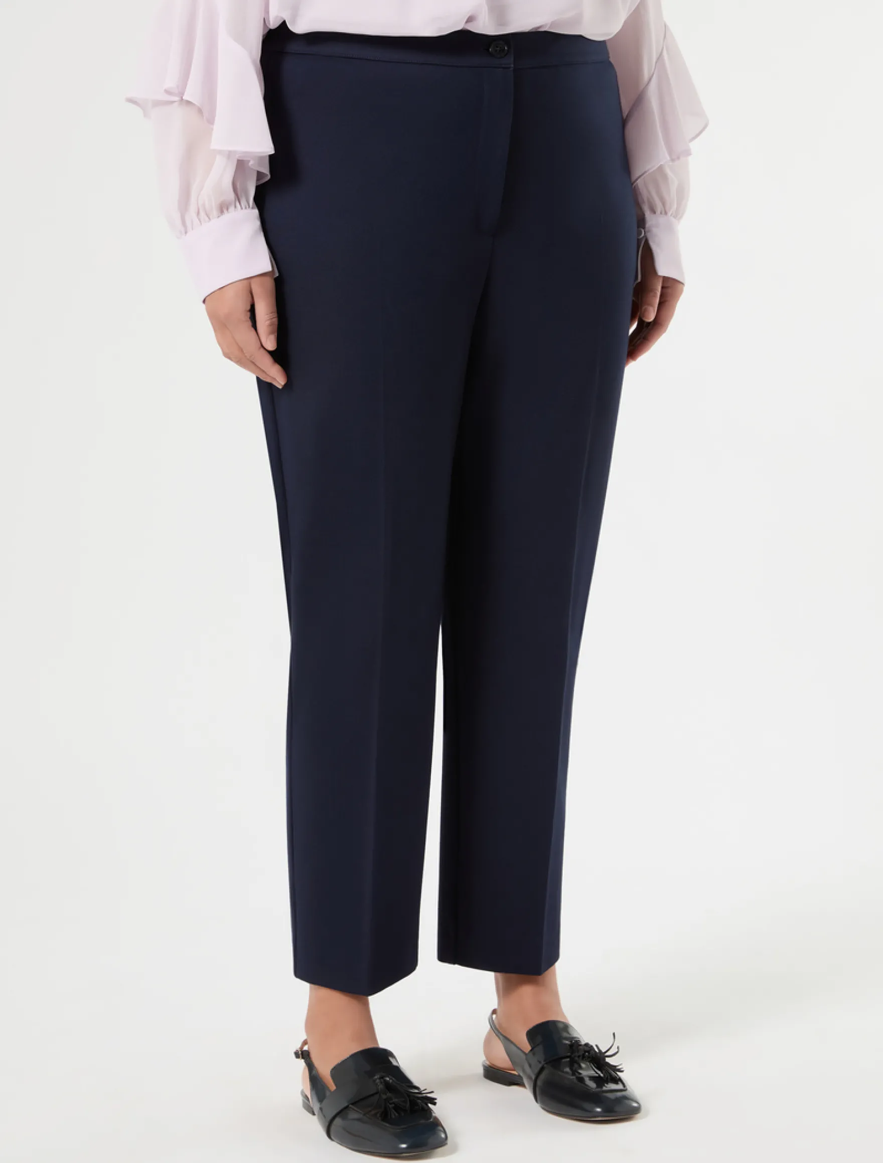 Pantaloni slim in jersey - BLU NOTTE
