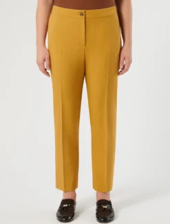 Pantaloni slim in stuoia mélange - SENAPE