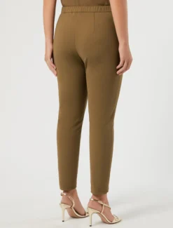 Pantaloni slim in tela di cotone - VERDE KAKI