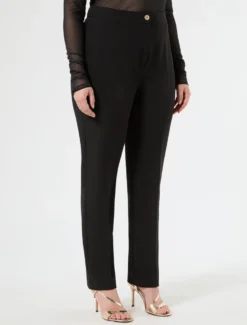 Pantaloni slim in tessuto diagonale - NERO