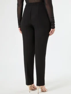 Pantaloni slim in tessuto diagonale - NERO