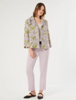 Pantaloni slim in tessuto fluido - LAVANDA