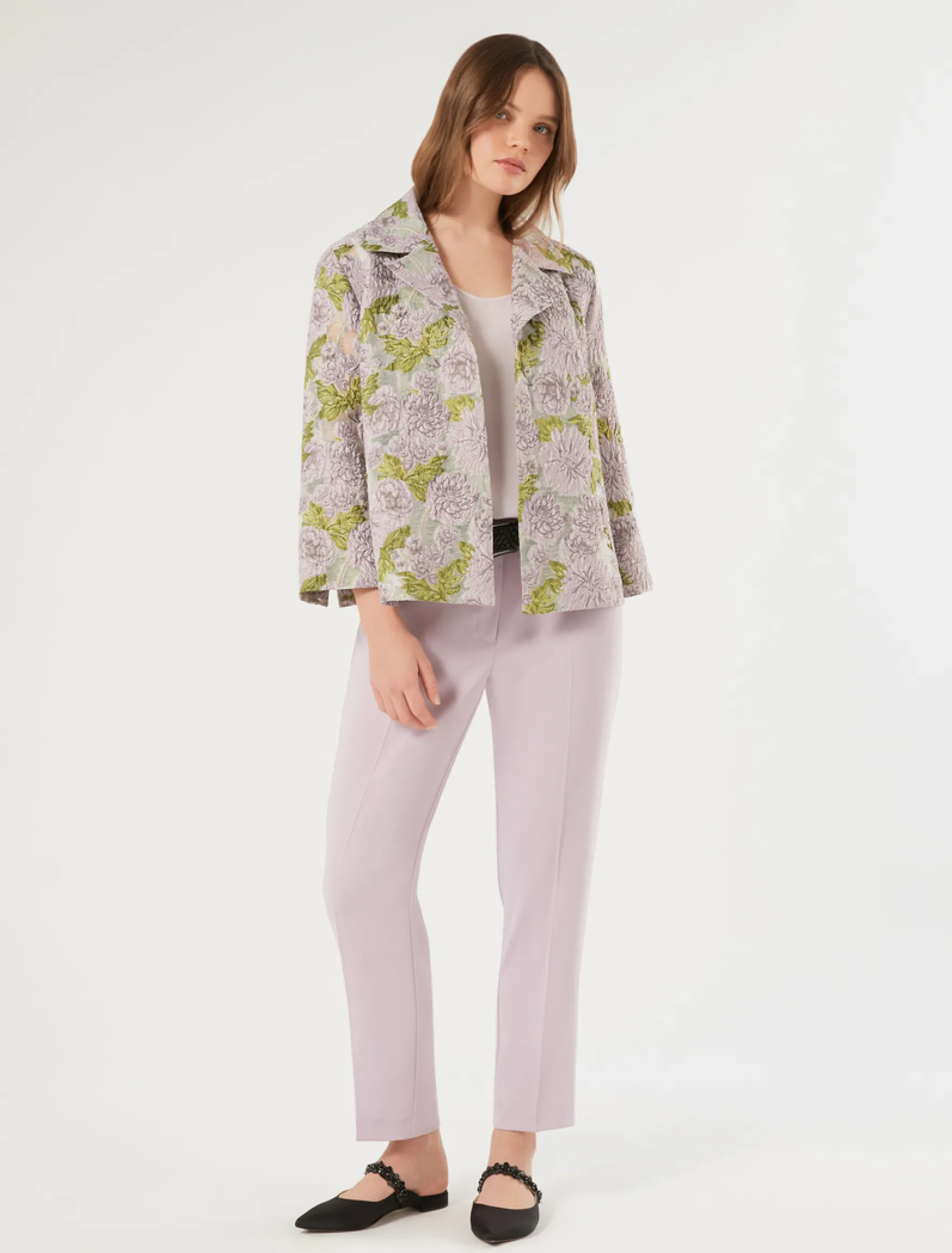 Pantaloni slim in tessuto fluido - LAVANDA