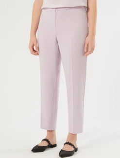 Pantaloni slim in tessuto fluido - LAVANDA