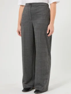 Pantaloni wide leg in jersey - NERO BIANCO