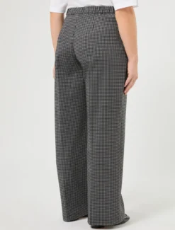 Pantaloni wide leg in jersey - NERO BIANCO