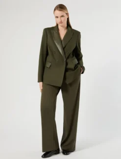 Pantaloni wide leg in jersey - VERDE OLIVA