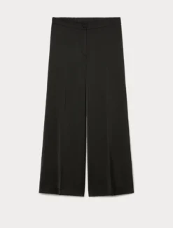 Pantaloni wide leg in raso - NERO