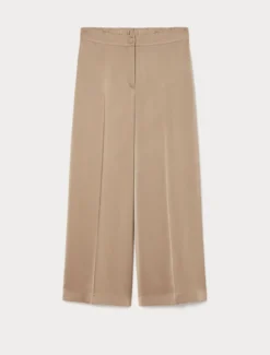 Pantaloni wide leg in raso - TORTORA