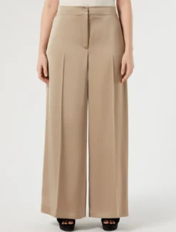 Pantaloni wide leg in raso - TORTORA