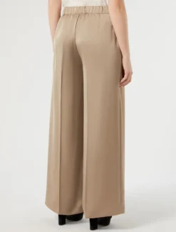 Pantaloni wide leg in raso - TORTORA