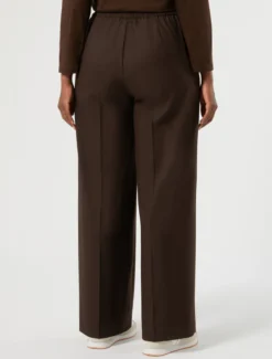 Pantaloni wide leg in saglia stretch - CIOCCOLATO