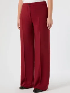 Pantaloni wide leg in stuoia mélange - BORDEAUX