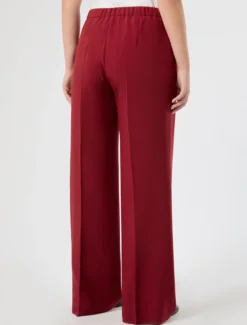Pantaloni wide leg in stuoia mélange - BORDEAUX