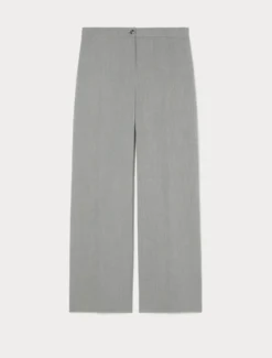 Pantaloni wide leg in stuoia mélange - GRIGIO MEDIO