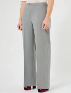 Pantaloni wide leg in stuoia mélange - GRIGIO MEDIO