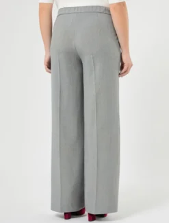 Pantaloni wide leg in stuoia mélange - GRIGIO MEDIO