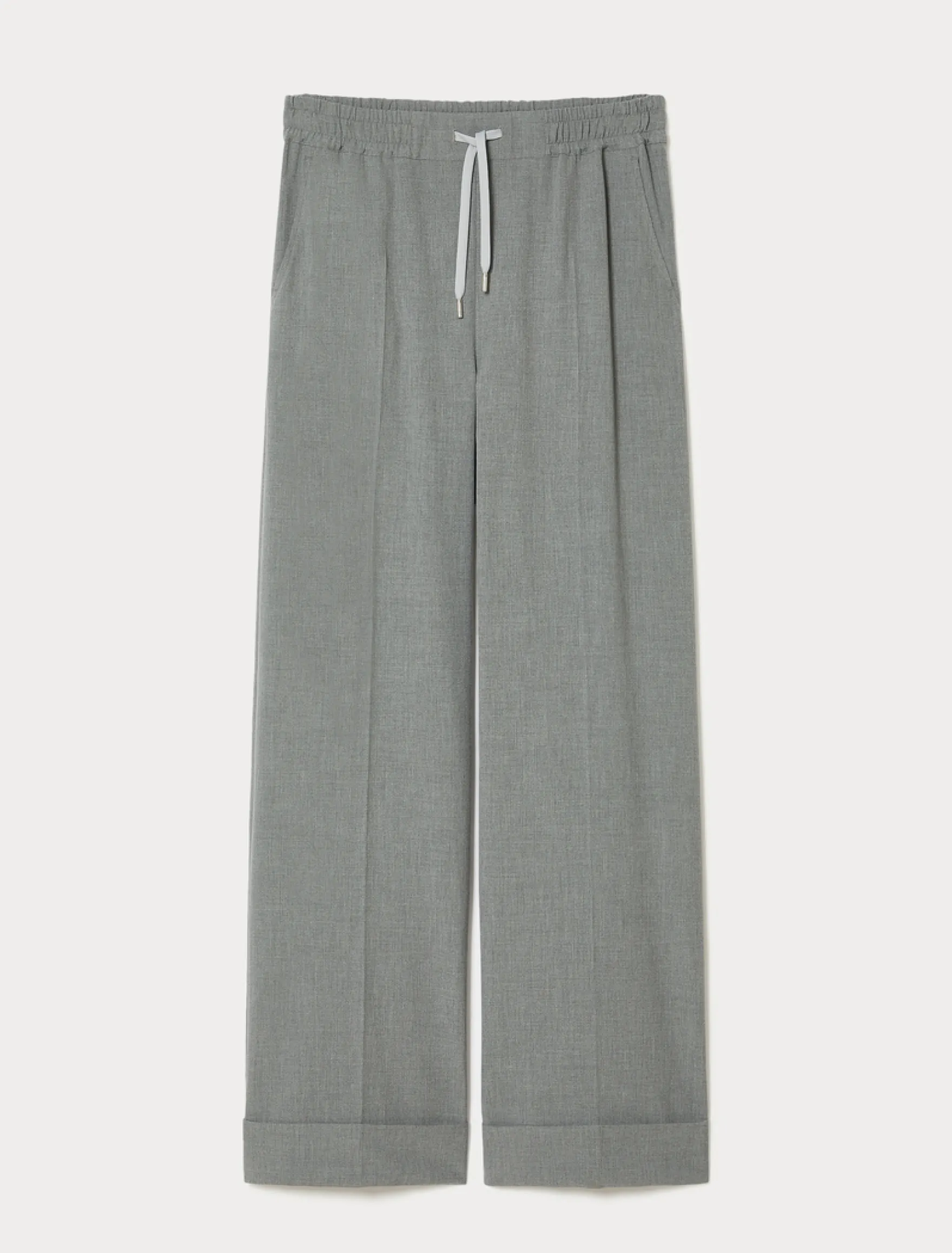 Pantaloni wide leg in tela stretch - GRIGIO MEDIO
