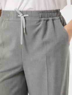 Pantaloni wide leg in tela stretch - GRIGIO MEDIO