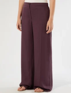 Pantaloni wide leg in twill - PRUGNA