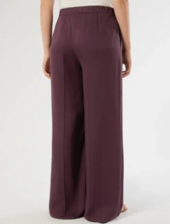 Pantaloni wide leg in twill - PRUGNA