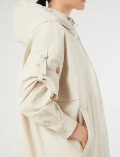 Parka in microtwill antigoccia - ECRU