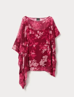 Poncho e top in georgette - BORDEAUX