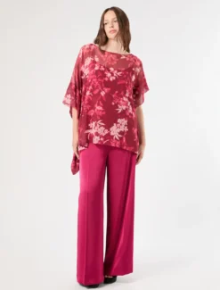 Poncho e top in georgette - BORDEAUX