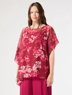Poncho e top in georgette - BORDEAUX