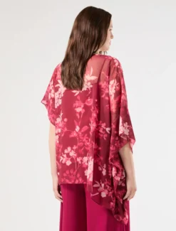 Poncho e top in georgette - BORDEAUX