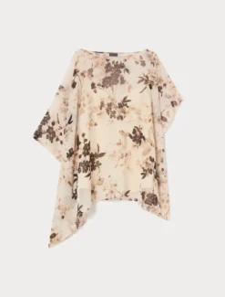 Poncho e top in georgette - GHIACCIO