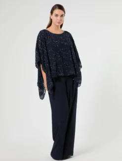 Poncho in chiffon - BLU NOTTE