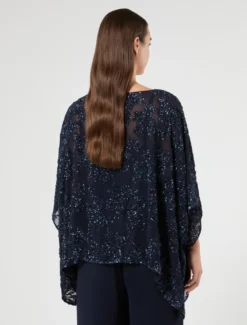 Poncho in chiffon - BLU NOTTE