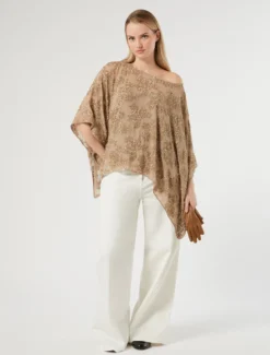 Poncho in chiffon - TORTORA