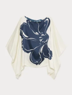 Poncho in raso di seta - BIANCO AVORIO