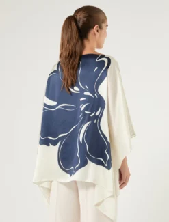 Poncho in raso di seta - BIANCO AVORIO