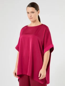 Poncho in raso - FUXIA