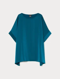 Poncho in raso - PETROLIO