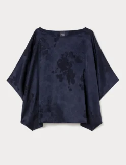 Poncho jacquard - BLU NOTTE